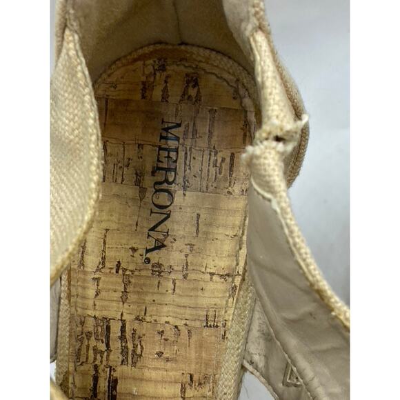 MERONA Women's Tan Alexa Strappy Peep-Toe Cork Wedge Sandals SZ 11 - Picture 5 of 11